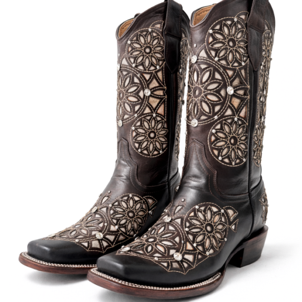 Bota Vaquera Rodeo Corte Láser Atrapasueños Café