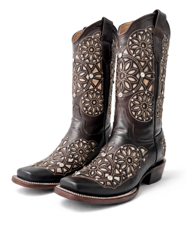 Bota Vaquera Rodeo Corte Láser Atrapasueños Café