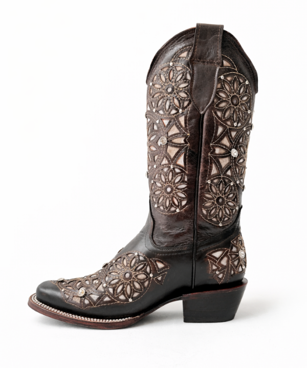 Bota Vaquera Rodeo Corte Láser Atrapasueños Café