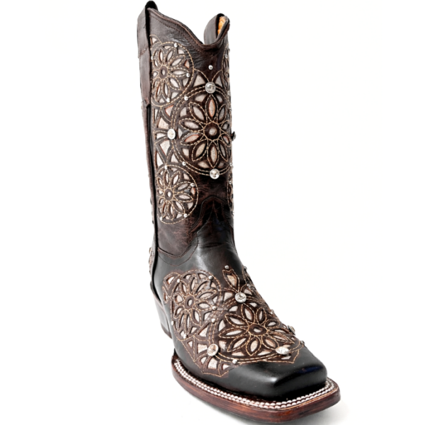 Bota Vaquera Rodeo Corte Láser Atrapasueños Café