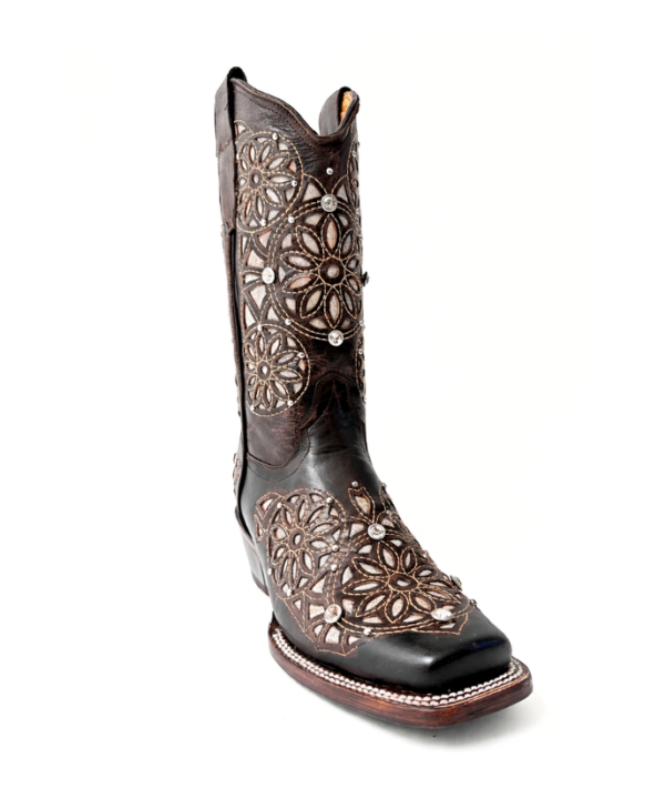 Bota Vaquera Rodeo Corte Láser Atrapasueños Café