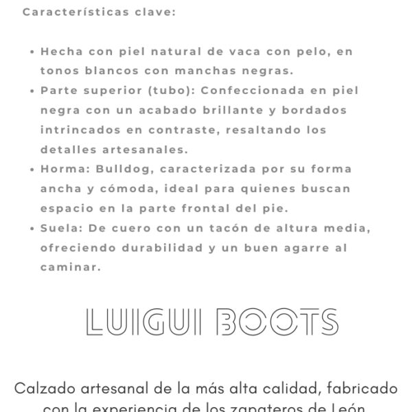 Bota vaquera de pelo de vaca natural con horma bulldog