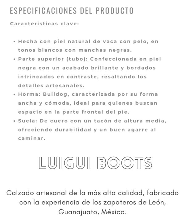 Bota vaquera de pelo de vaca natural con horma bulldog