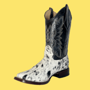 Bota vaquera de pelo de vaca natural con horma bulldog