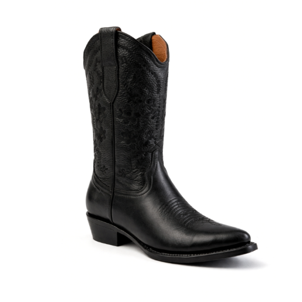 Bota Vaquera Camila Negra de Piel