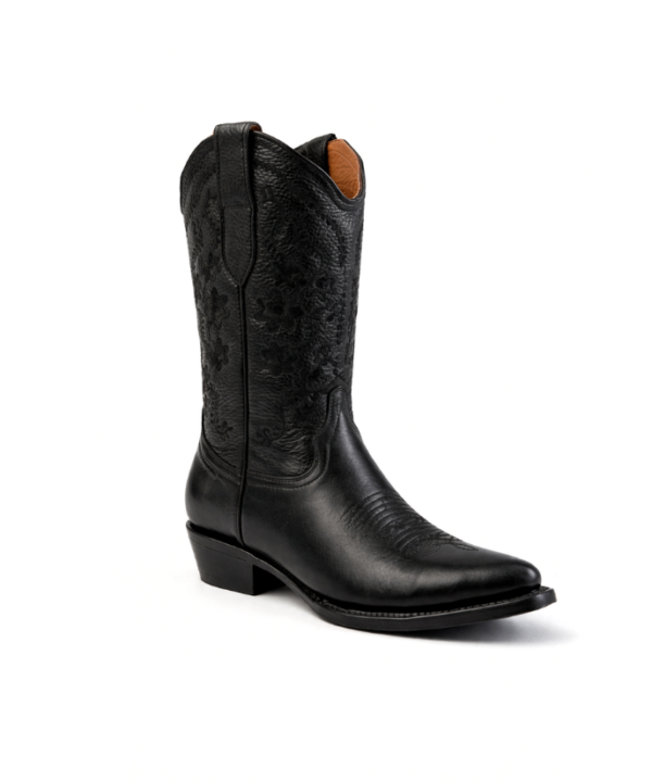 Bota Vaquera Camila Negra de Piel