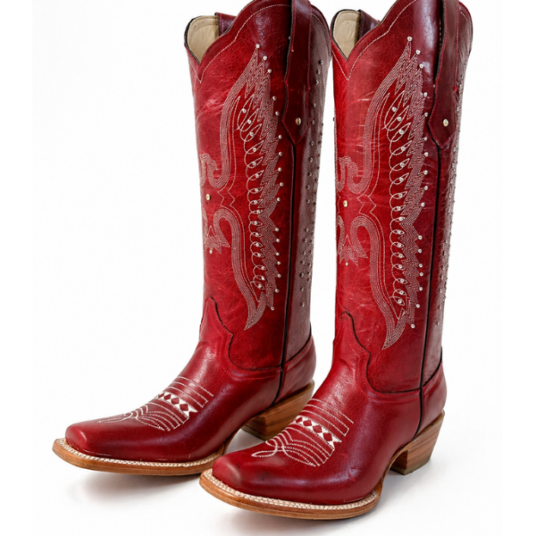 Bota Vaquera Tubo Alto Bordada Águila Roja