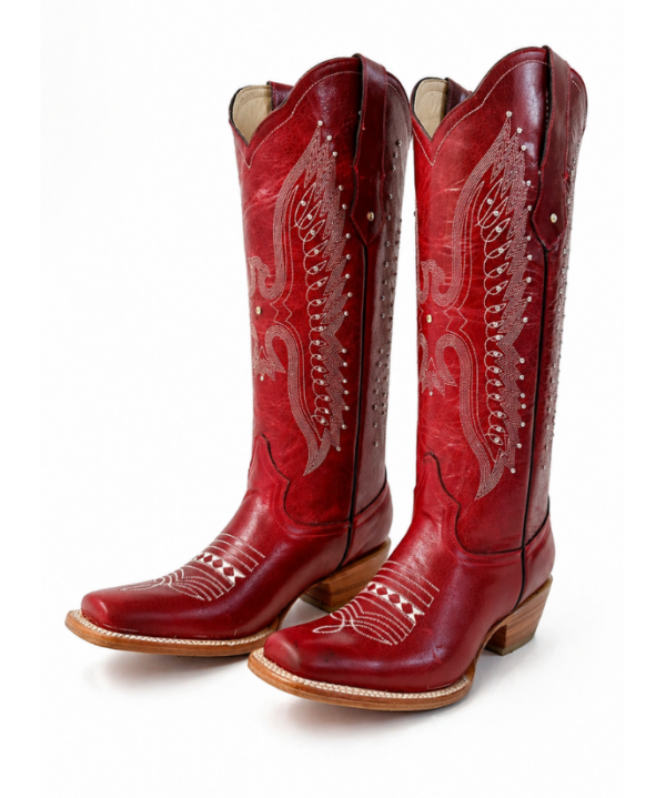 Bota Vaquera Tubo Alto Bordada Águila Roja