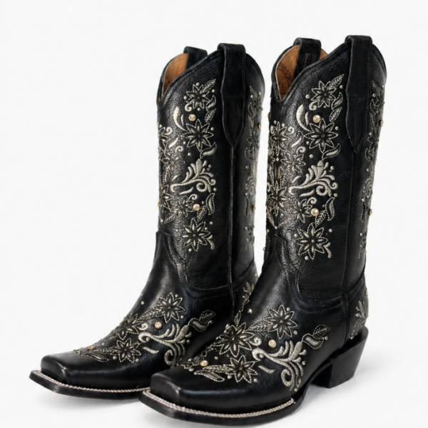 Bota Vaquera Corte Láser Paulina Negra