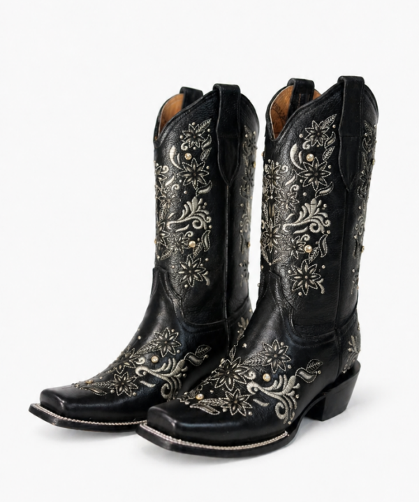 Bota Vaquera Corte Láser Paulina Negra
