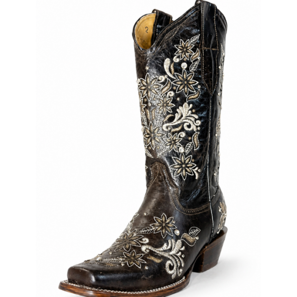 Bota Vaquera Corte Láser Paulina Café