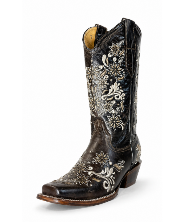 Bota Vaquera Corte Láser Paulina Café