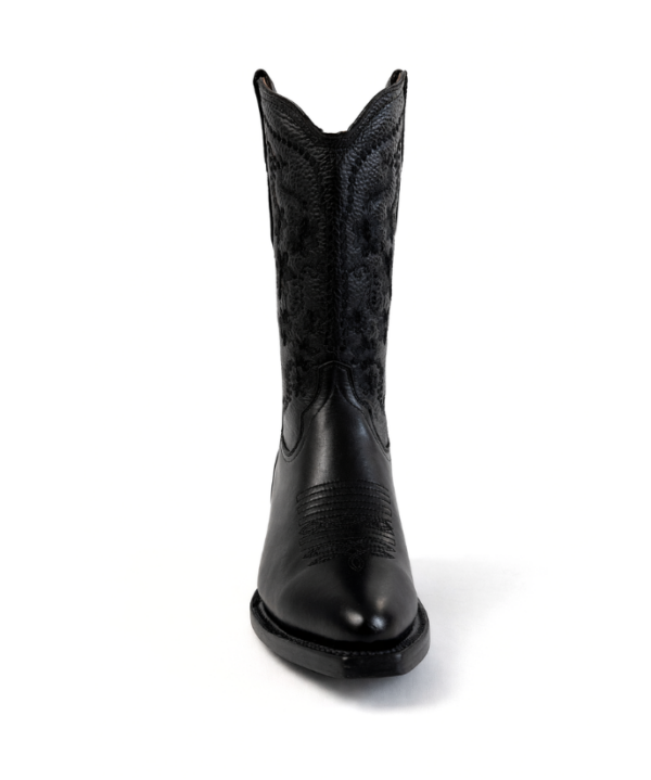 Bota Vaquera Camila Negra de Piel