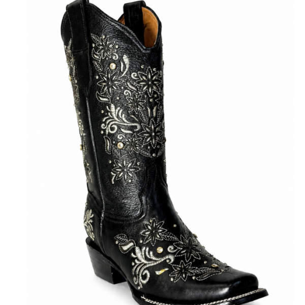 Bota Vaquera Corte Láser Paulina Negra