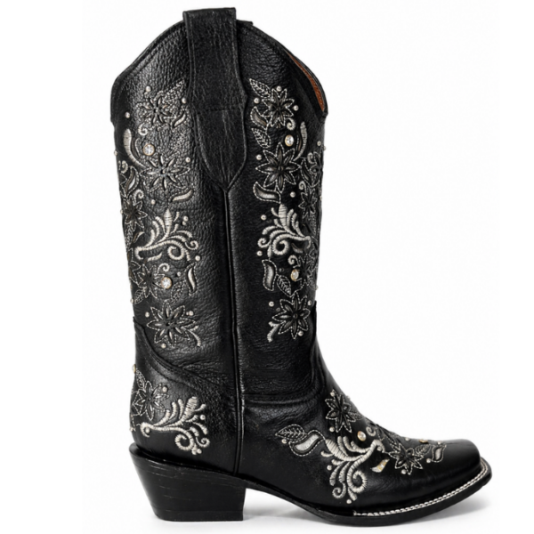 Bota Vaquera Corte Láser Paulina Negra