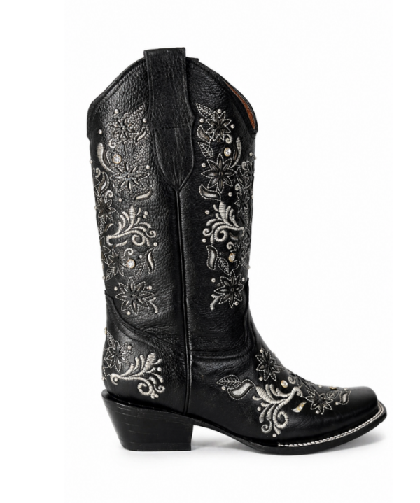 Bota Vaquera Corte Láser Paulina Negra