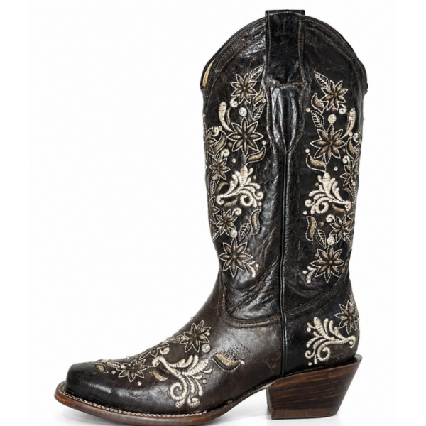 Bota Vaquera Corte Láser Paulina Café