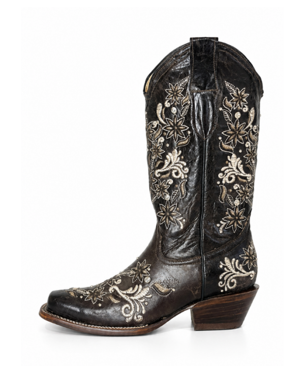 Bota Vaquera Corte Láser Paulina Café