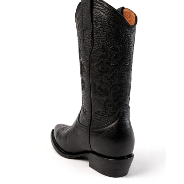 Bota Vaquera Camila Negra de Piel