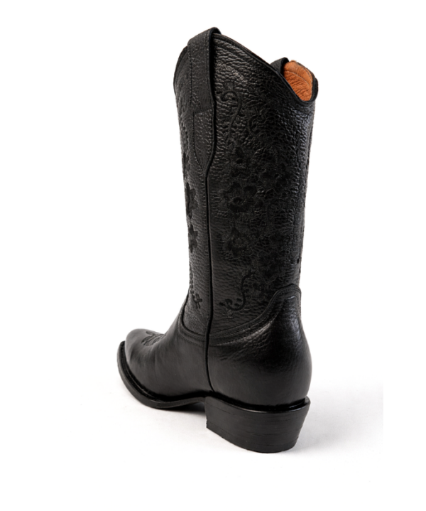 Bota Vaquera Camila Negra de Piel