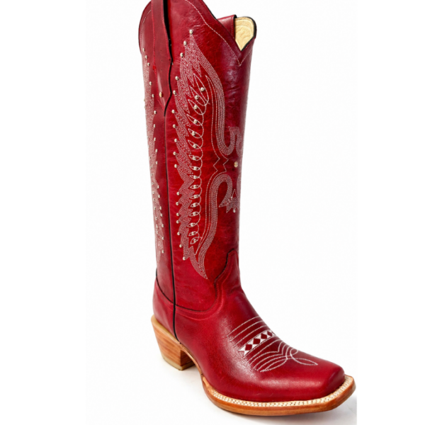 Bota Vaquera Tubo Alto Bordada Águila Roja