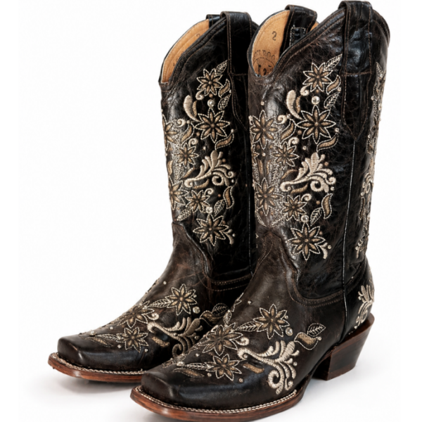 Bota Vaquera Corte Láser Paulina Café