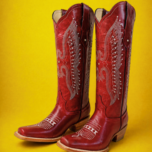 Bota Vaquera Tubo Alto Bordada Águila Roja