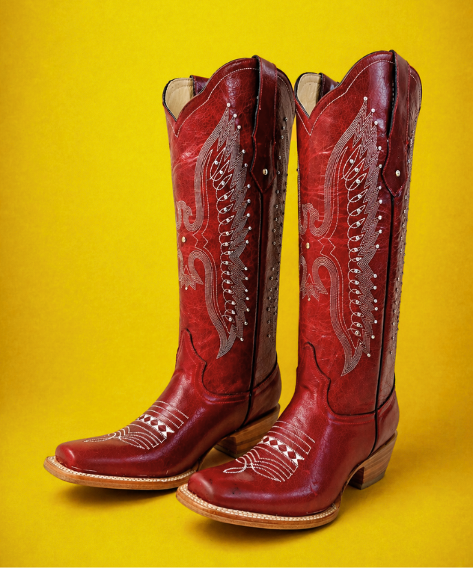Bota Vaquera Tubo Alto Bordada Águila Roja