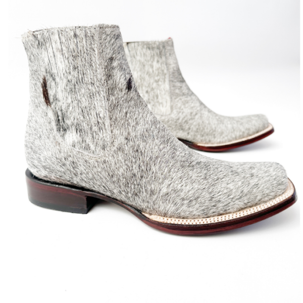 Botín Vaquero Bruma Gris De Pelo De Vaca Natural