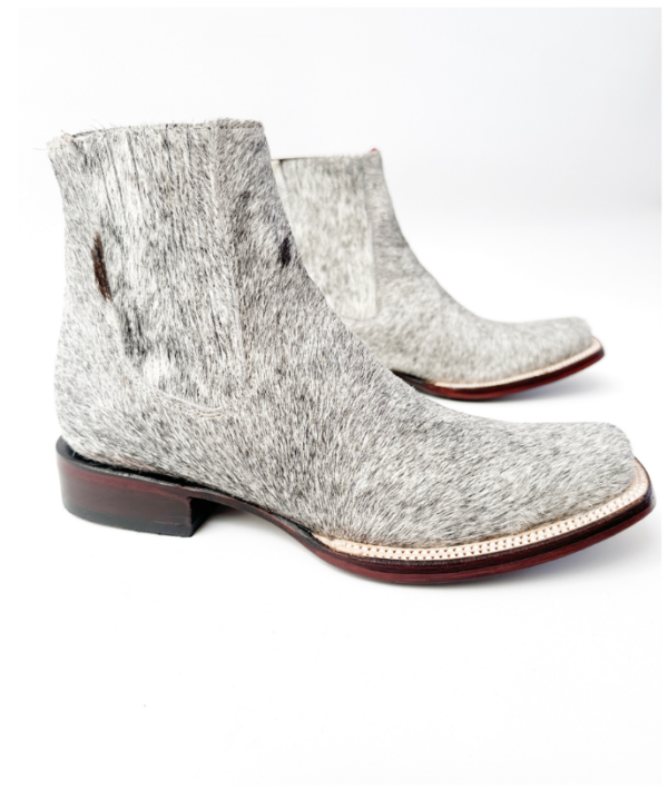 Botín Vaquero Bruma Gris De Pelo De Vaca Natural