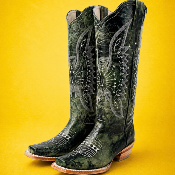 Bota Vaquera Tubo Alto Dakota Jade de Piel