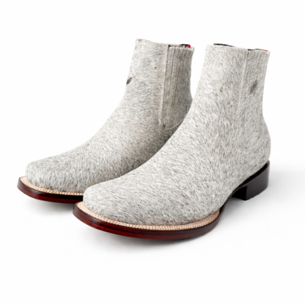 Botín Vaquero Bruma Gris De Pelo De Vaca Natural
