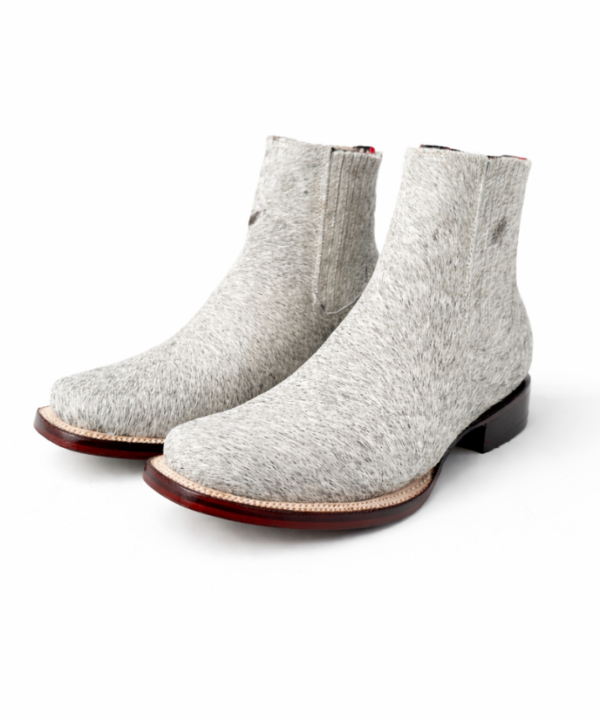 Botín Vaquero Bruma Gris De Pelo De Vaca Natural