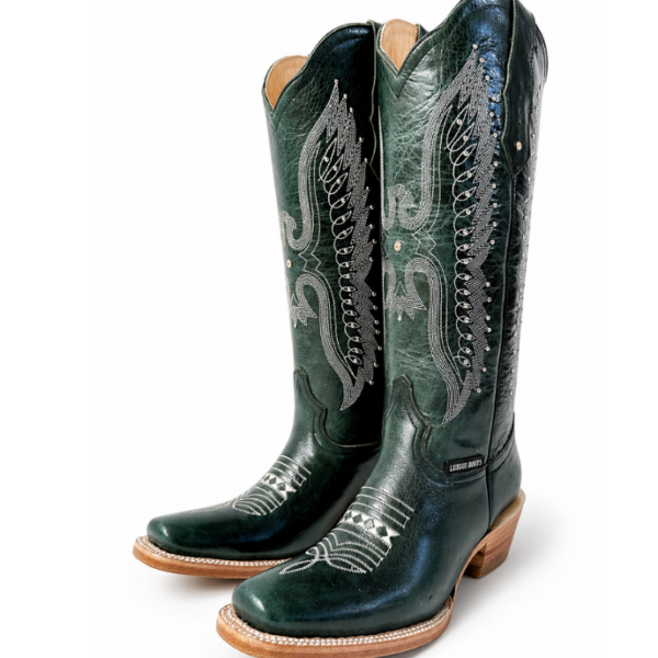 Bota Vaquera Tubo Alto Bordada Águila Verde