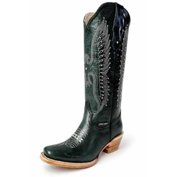 Bota Vaquera Tubo Alto Bordada Águila Verde