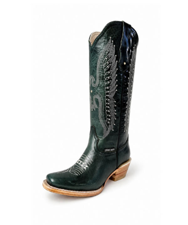 Bota Vaquera Tubo Alto Bordada Águila Verde
