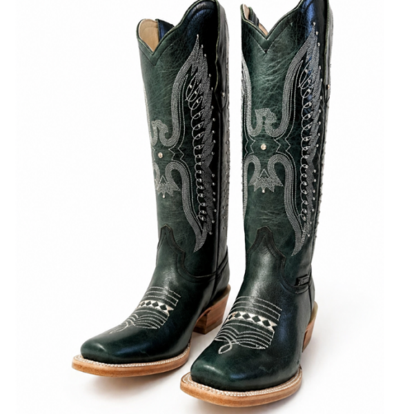 Bota Vaquera Tubo Alto Bordada Águila Verde