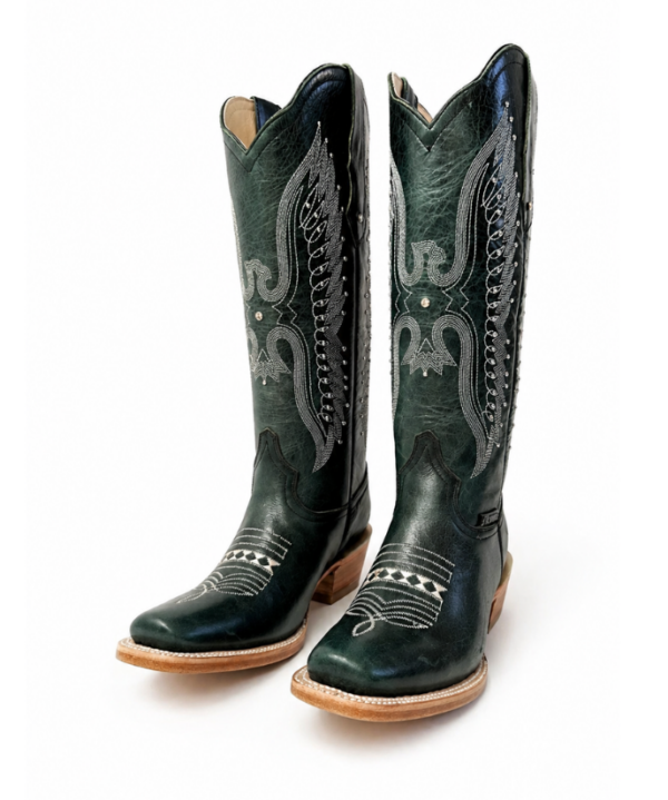 Bota Vaquera Tubo Alto Bordada Águila Verde
