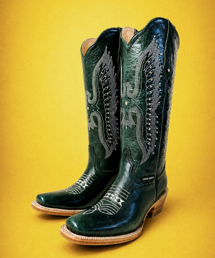 Bota Vaquera Tubo Alto Bordada Águila Verde