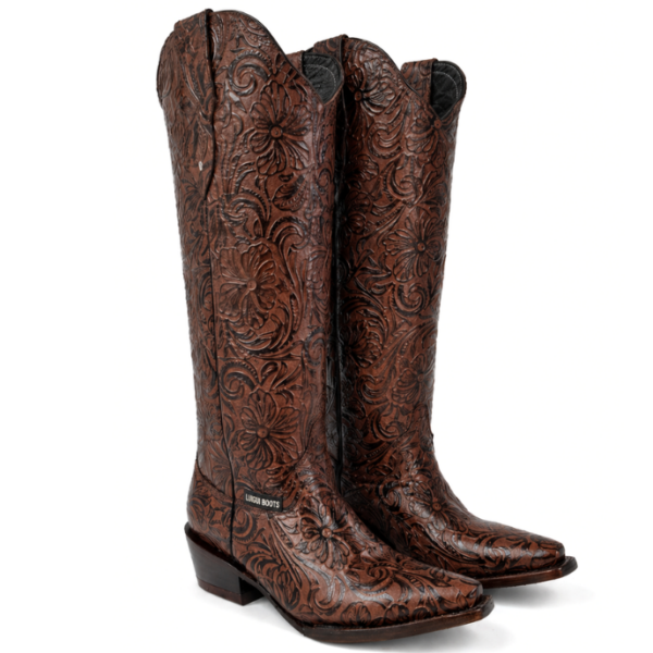 Bota Vaquera Cincelada Emiliana Café de Piel