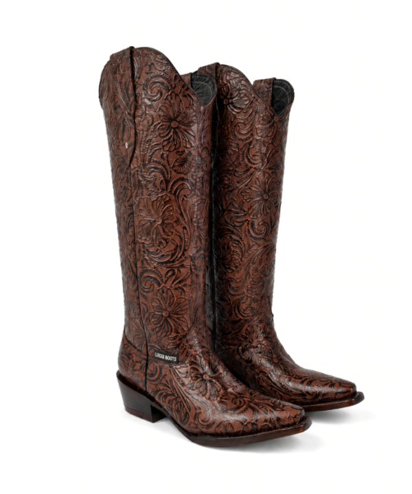 Bota Vaquera Cincelada Emiliana Café de Piel