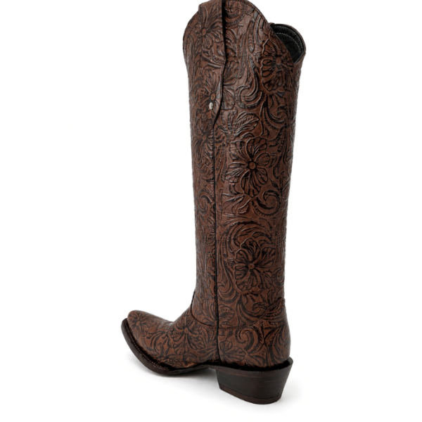 Bota Vaquera Cincelada Emiliana Café de Piel