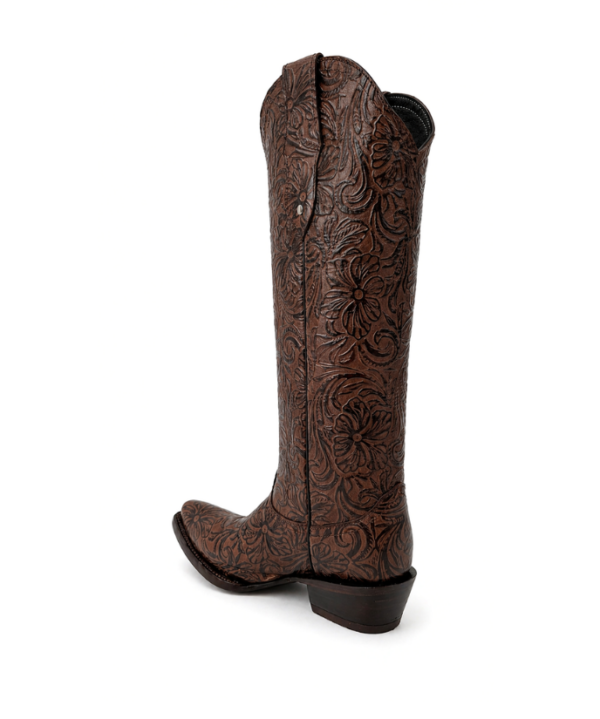 Bota Vaquera Cincelada Emiliana Café de Piel