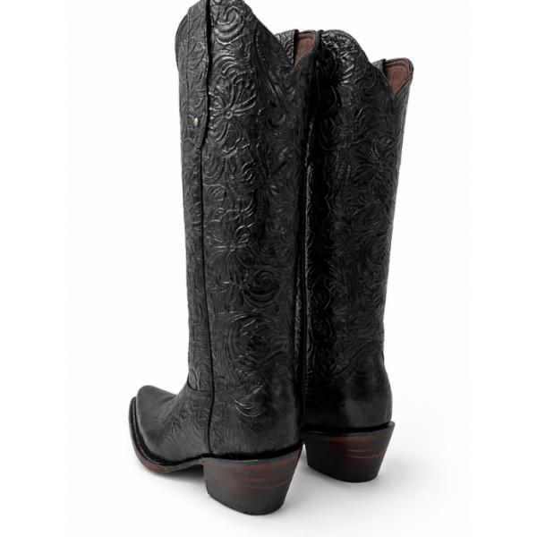 Bota Vaquera Cincelada Emiliana Negra de Piel