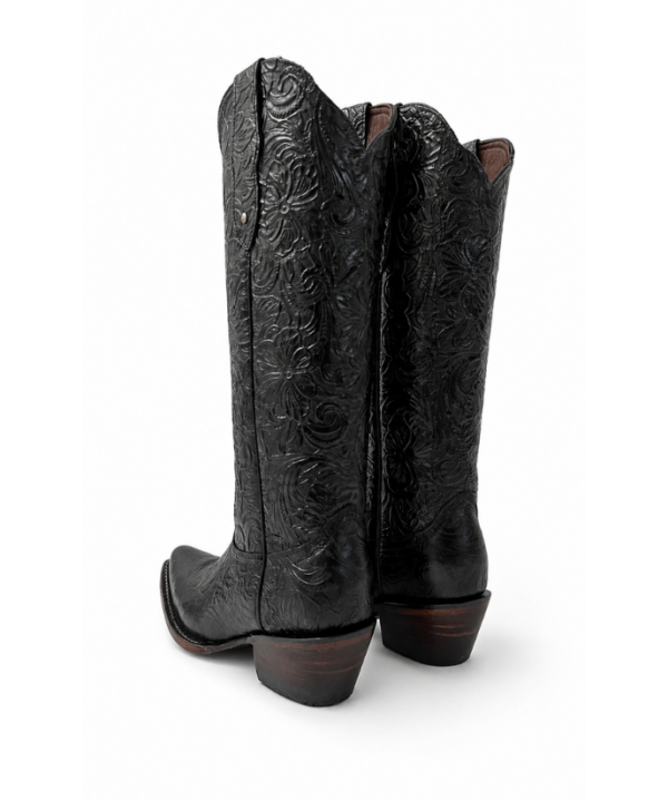 Bota Vaquera Cincelada Emiliana Negra de Piel