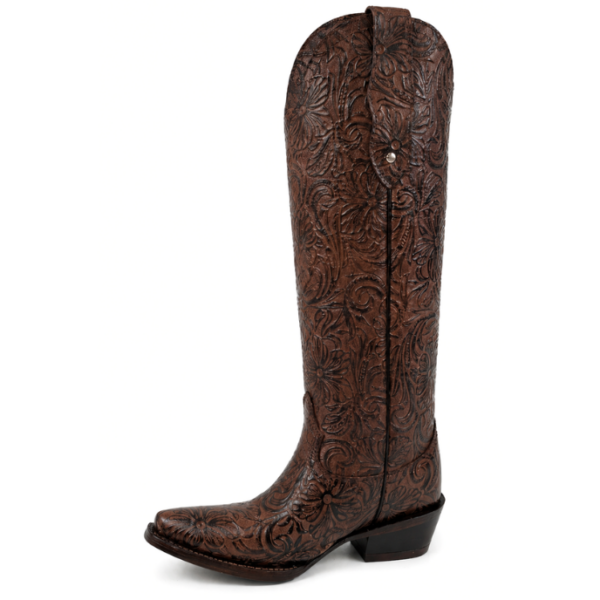 Bota Vaquera Cincelada Emiliana Café de Piel
