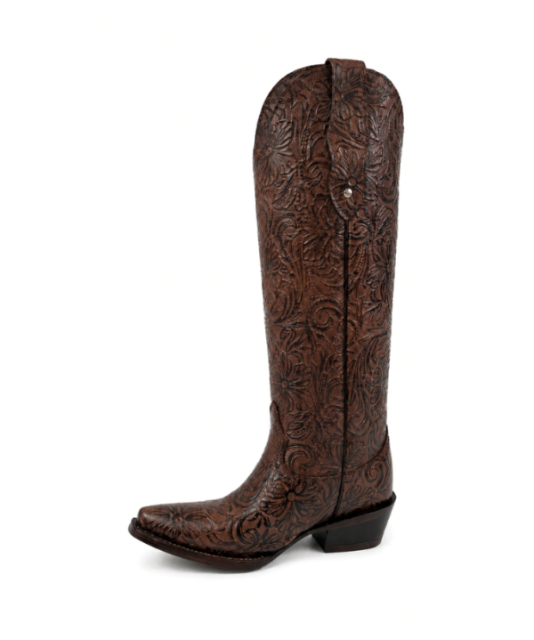 Bota Vaquera Cincelada Emiliana Café de Piel