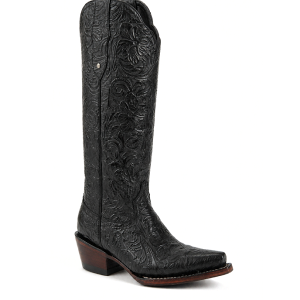 Bota Vaquera Cincelada Emiliana Negra de Piel