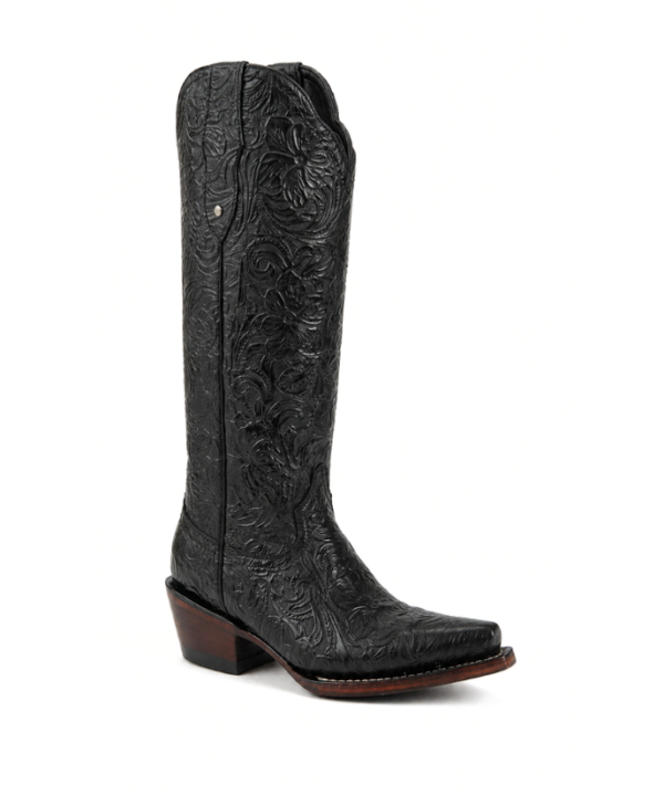 Bota Vaquera Cincelada Emiliana Negra de Piel