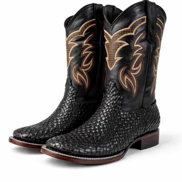 Bota Vaquera Legado de Piel Estilo Petatillo Negra